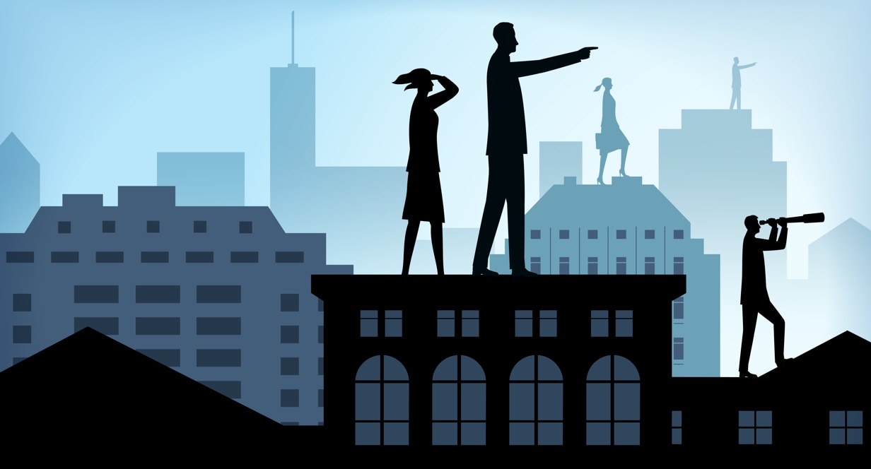 Graphic of three people looking into the distance