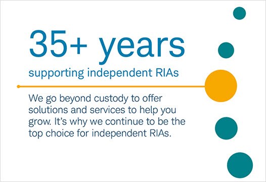 35+ years supporting independent IRAs. We go beyond custody to offer solutions and services to help you grow. It's why we continue to be the top choice for independent IRAs.
