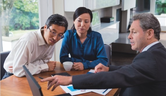 advisor with clients