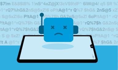 Illustration of a robot glitching