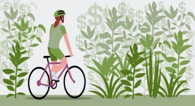 Gen Z riding bike and thinking of socially responsible investing
