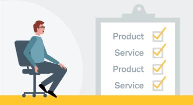 Man choosing products and services to offer