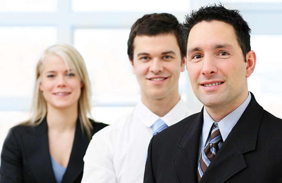 College interns smiling